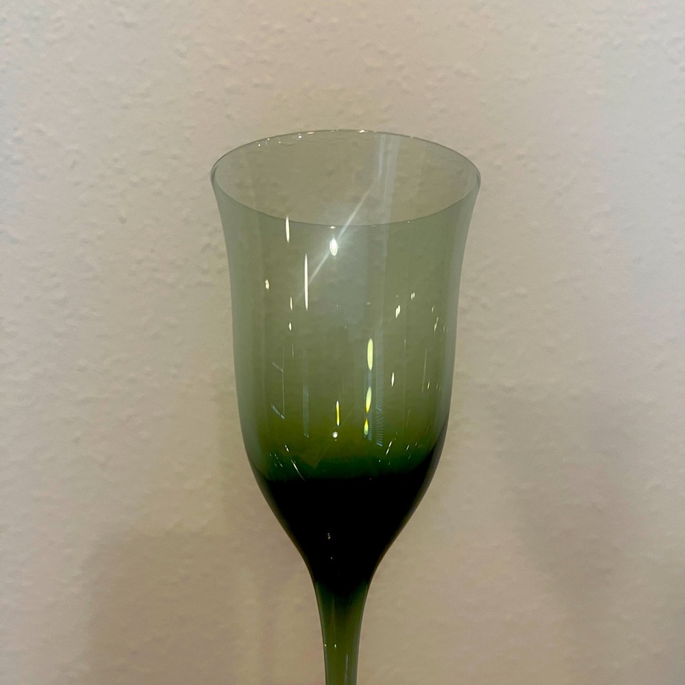 Calico Set of 4 Hand Blown Wine Glasses Tivoli Blue Made In Japan 1970’s - Picture 3 of 8